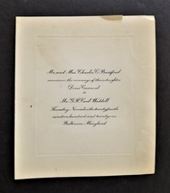 1921 antique WEDDING INVITE baltimore md Doris BASSFORD to G R Cecil Wad... - £37.63 GBP