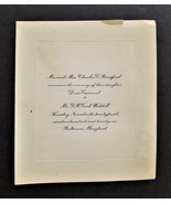 1921 antique WEDDING INVITE baltimore md Doris BASSFORD to G R Cecil Wad... - £37.63 GBP