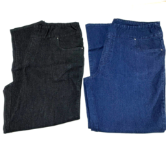 Blair Pants Jeans Women&#39;s Set of 2 Blue and Black Elastic Waist 34&quot; x 28&quot; Inseam - £24.41 GBP