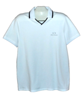 Armani Exchange  White  Black Trim Cotton Short Sleeve Men&#39;s Polo Shirt Size XL  - £63.39 GBP