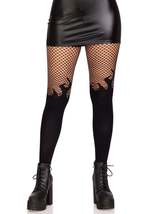 Opaque Flame Tights With Fishnet Top - £10.13 GBP