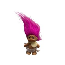 Russ Berrie Troll 2 in Tall Purple Hair Diaper Bib Plastic Doll - £6.25 GBP