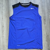 Nike Dri Fit Muscle Shirt Big Boys Size Large Royal Blue Black Tank Slee... - $14.94