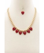 New Heart Ball Bead Necklace &amp; Earring Set - $10.00