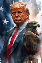 President Donald Trump And American Flag Eagle Patriotic 4X6 Ai Photo Postcard - $6.49