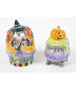 FITZ AND FLOYD KITTY WITCHES HALLOWEEN SALT &amp; PEPPER SHAKERS SET CAT NEW... - €20,62 EUR