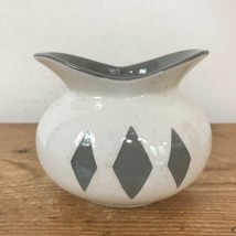 Vintage Mid Century Gray Diamond Double Spout Creamer  Pitcher Pot Small Vase 4" - $26.99