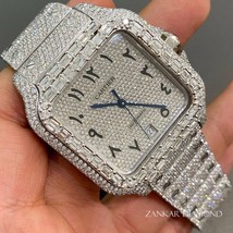 VVS D Moissanite Studded Iced Out Santos Watch, Bust Down Diamonds Watch, Stainl - £1,673.86 GBP