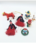 Vtg Christmas Ornament Wood Snowman Trumpet Mice Felt Horse Embellished ... - £11.66 GBP