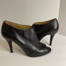 Nine West Ambrosia Womens Black Leather Peep Toe Bootie Stiletto Heels Sz. 7 1/2 - £28.33 GBP