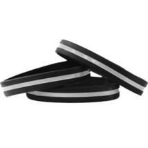 10 Thin Silvertone Gray Line Silicone Wristbands in Support Memory Police Office - £10.00 GBP