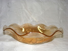 Vintage Carnival Glass Iris Herringbone Fruit Bowl Amber Marigold 13-f - $460.95 MXN