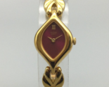 Vintage Pulsar Watch Women Gold Tone Oval Red Dial V810-6510 New Battery... - £23.48 GBP
