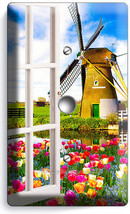 Window View Windmill Tulips Farm Field Light Dimmer Cable Wall Plates Room Decor - £8.08 GBP