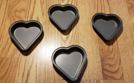 Set of 4 Heart Shaped Mini Cake Pans SUPER CUTE - £9.47 GBP