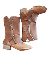 FloLeo ~ Stacked ~ Chunky Heel ~ Faux Leather ~ Side Zip ~ Size 8 Wester... - $51.15 CAD
