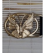 Vintage Collectible Butterfly Intra grated Loop Metal Belt Buckle &amp; belt - £18.95 GBP