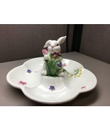 Spring Ceramic Easter Bunny Floral Dip Tray 5 Dip Bowl Divisions - £15.57 GBP