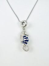 Sterling Silver 925 Sea Horse Ocean Animal Pendant And 45CM Box Chain Necklace - £23.34 GBP