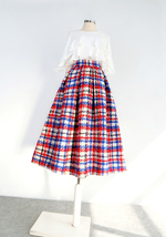 Winter Plaid Pleated Skirt Outfit Women Woolen Plus Size Pleated Skirt image 9