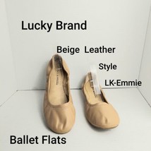 Lucky Brand Shoe Women Size 8.5 Emmie Tan Beige Leather Ballet Flats - £11.25 GBP