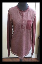 Express One Eleven Long Sleeve Burgandy Pocket Tee Top Long Sleeves Size... - €8,67 EUR