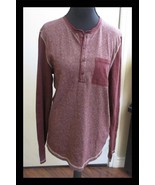 Express One Eleven Long Sleeve Burgandy Pocket Tee Top Long Sleeves Size... - $182.34 MXN
