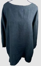 Bryn Walker Women&#39;s Size S Black Blouse 100% Linen Oversized Short Sleeves Flaw - £26.89 GBP