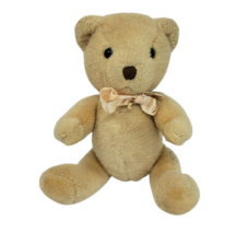 14" Vintage Jointed Claire Burke Tan Teddy Bear Stuffed Animal Plush Toy Lovey - $27.55