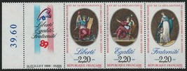 FRANCE 1989 Amazing Very Fine MNH Strip of 3 Stamps + Label Set Scott # 2143-45 - £2.91 GBP