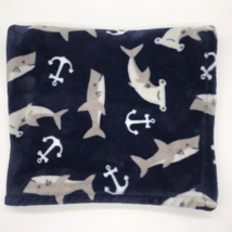 Adirondack Shark Baby Blanket Blue Single Layer Lovey Security Blanket - £11.98 GBP