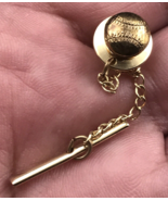 Vintage Gold Tone Baseball Tie Pin Tack 1/4&quot; Diameter - £14.76 GBP