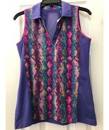 NWT Womens EP Pro Sport PURPLE QUARTZ KASBAH Print Sleeveless Golf Shirt... - $668.02 MXN