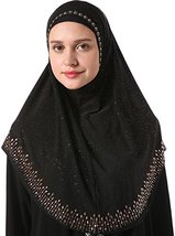 Women&#39;s Modest Muslim Rhinestones Instant Hijab Jersey Headscarf Rea - $16.56