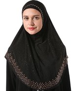 Women&#39;s Modest Muslim Rhinestones Instant Hijab Jersey Headscarf Rea - £13.22 GBP