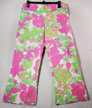 Aziz Pants Juniors Size 7 Pink Green Floral Flat Front Wide Leg Back Zipper - $13.54