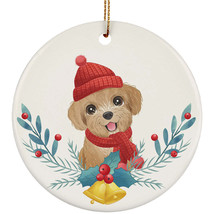 Cute Poodle Dog Round Ornament Christmas Gift Home Decor For Pet Puppy Lover - £11.70 GBP