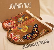 Johnny Was Taline Embroidered Mule Shoes Sz- 10 Cognac  - £135.69 GBP
