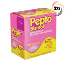Full Box 32x Packets Pepto Bismol Chewables Stomach Reliever | 4 Tablets... - $49.03