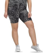 HUE Womens Essentials High Rise Wavy Leopard Bike Shorts color Black Siz... - $24.75