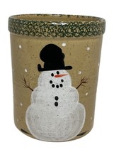 THREE RIVERS POTTERY Snowman Crock Vase Rustic Christmas Winter Sponge P... - £16.55 GBP