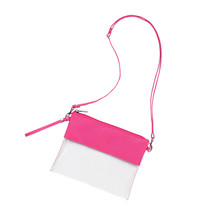 Viv &amp; Lou Clear Hot Pink Polyester &amp; Acrylic Cross Body Stadium Handbag Purse - £17.67 GBP