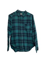 Hollister Boys Youth Flannel Shirt Size Medium Blue Green Plaid Button Front - £11.73 GBP