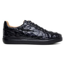 Belvedere Kingstone Genuine Pirarucu Leather Lace Up Sneakers Black Br02 image 1