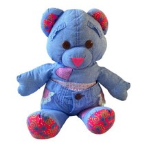 Vintage 1995 Tyco Doodle Bear Denim Blue Secret Message 21&quot; Plush Stuffed Animal - £39.22 GBP