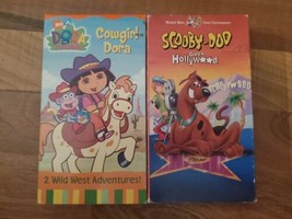 Kids VHS Lot Of 2 Dora The Explorer Cowgirl Scooby-Doo Goes Hollywood Tape  - £10.25 GBP
