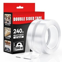 2 Rolls Total 20FT Double Sided Tape Heavy Duty (0.8&quot; &amp; 1.2&quot; Width) Remo... - £9.19 GBP