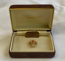 Vtg Krementz Rose Flower Pin 14K Gold Overlay Floral Brooch Fashion Jewelry - £24.08 GBP