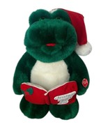 Vtg JC Penney Christmas Singing Croaking Frog 12&quot; Stuffed Plush Jingle B... - $33.93 CAD