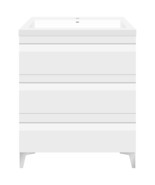 30 W Freestanding Modern White Vanity LV8B-30W with Square Sink Top - £702.46 GBP